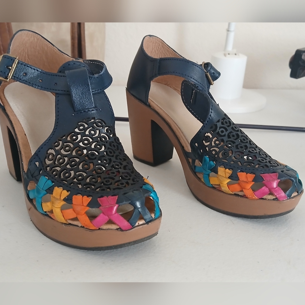 Colorful Leather Women's Heels